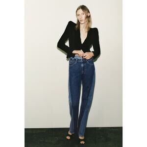 Zara Two Tone Straight Leg Jeans